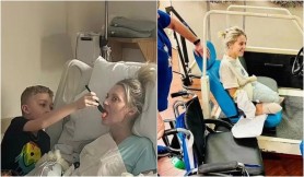 FOTO // Până la lacrimi. Un băiețel, surprins în timp ce-și hrănește mama rămasă fără mâini și picioare